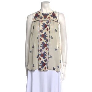 Patterned Cream Sleeveless Top